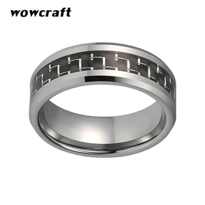 Tungsten Wedding Band Carbon Fiber Inlay Ring