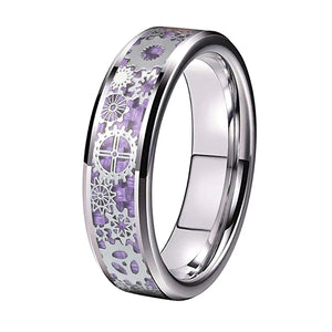 Tungsten Wedding Couple Ring 8mm 6mm Carbon-Fiber Inlay Polished Finish