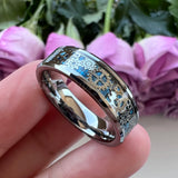 Tungsten Wedding Couple Ring 8mm 6mm Carbon-Fiber Inlay Polished Finish