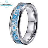 Tungsten Wedding Couple Ring 8mm 6mm Carbon-Fiber Inlay Polished Finish