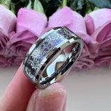 Tungsten Wedding Couple Ring Purple Carbon-Fiber Inlay