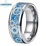 Tungsten Wedding Couple Ring Purple Carbon-Fiber Inlay
