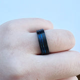 Tungsten Wedding Ring Offset Grooved Engagement Band Brushed Finish Comfort Fit