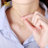 Tunisia Map Necklace with Initial Letter Pendant