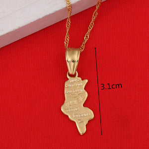 Tunisie Map Pendant Necklace - Tunisia Women Girl Tunisienne Jewelry - Gift
