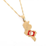 Tunisie Map Pendant Necklace Tunisia Women Girl Tunisienne Jewelry Gift