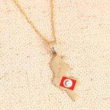 Tunisie Map Pendant Necklace Tunisia Women Girl Tunisienne Jewelry Gift