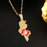 Tunisie Map Pendant Necklace Tunisia Women Girl Tunisienne Jewelry Gift