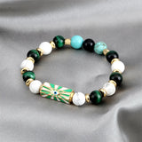 Evil Eye Enamel Bracelet with Semi-precious Stone Beads