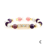 Evil Eye Enamel Bracelet with Semi-precious Stone Beads