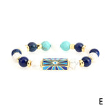 Evil Eye Enamel Bracelet with Semi-precious Stone Beads