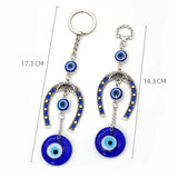 Evil Eye Horseshoe Keychain Vintage Tassel Charm Pendant
