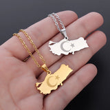 Turkey Map Flag Pendant Stainless Steel Necklace