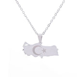 Turkey Map Flag Pendant Stainless Steel Necklace