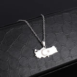 Turkey Map Flag Pendant Stainless Steel Necklace