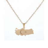 Turkey Map Flag Pendant Stainless Steel Necklace