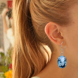 Vintage Aquamarine CZ Earrings 925 Silver