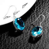 Vintage Aquamarine CZ Earrings 925 Silver