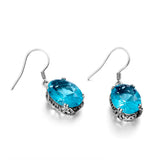 Vintage Aquamarine CZ Earrings 925 Silver