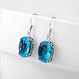 Vintage Aquamarine CZ Earrings 925 Silver