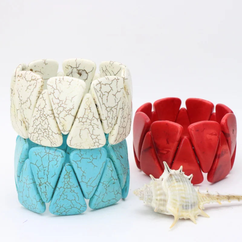 Turkey Stone Elastic Bracelet DIY Jewelry Set of 3 Colors