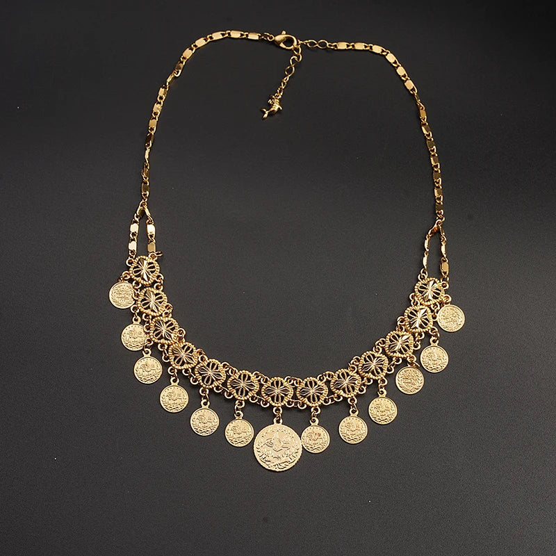 Coin Necklace Bridal Wedding Jewelry Chain with Tassels