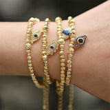 Evil Eye Bracelet Women Cubic Zircon Eyes Copper Stone Beads Bracelet
