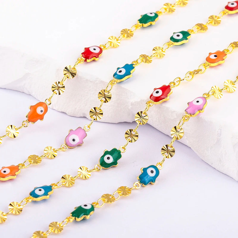 Evil Eye Charm Colorful Beads Moon Star Chain DIY Jewelry Findings