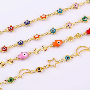 Evil Eye Charm Colorful Beads Moon Star Chain DIY Jewelry Findings