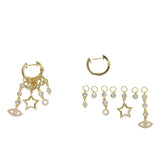 Evil Eye Cz Charm Huggie Hoop Earring Delicate Floating CZ Star Stacking