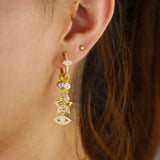 Evil Eye Cz Charm Huggie Hoop Earring Delicate Floating CZ Star Stacking
