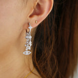 Evil Eye Cz Charm Huggie Hoop Earring Delicate Floating CZ Star Stacking