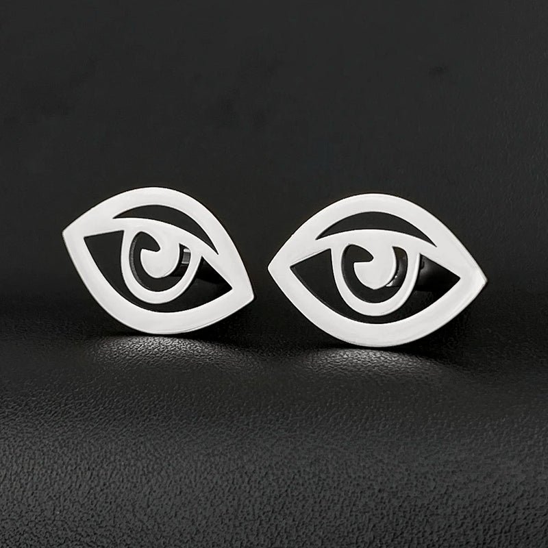 Evil Eye Men's Cufflinks Stainless Steel Vintage Amulet