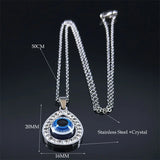 Evil Eye Necklace Stainless Steel Silver Lucky Eyes Water Drop Necklaces