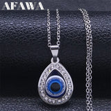 Evil Eye Necklace Stainless Steel Silver Lucky Eyes Water Drop Necklaces