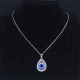 Evil Eye Necklace Stainless Steel Silver Lucky Eyes Water Drop Necklaces