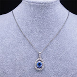 Evil Eye Necklace Stainless Steel Silver Lucky Eyes Water Drop Necklaces