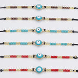 Evil Eye Lucky Heart Pearl Couple Bracelets Crystal Bead Charm Jewelry