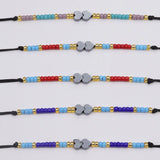 Evil Eye Lucky Heart Pearl Couple Bracelets Crystal Bead Charm Jewelry