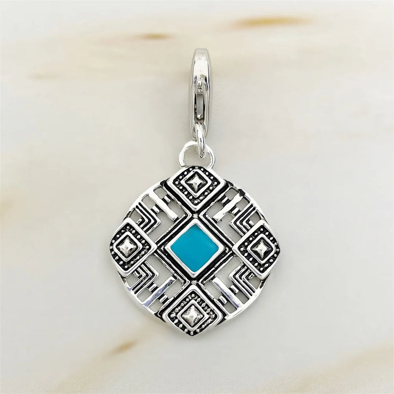 Lucky Coin Charms Pendant 925 Sterling Silver Fit Bracelet Necklace