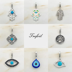 Lucky Coin Charms Pendant 925 Sterling Silver Fit Bracelet Necklace