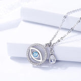 Zircon Evil Eye Necklace Sterling Silver 925 Rhinestone Eye Choker