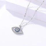 Zircon Evil Eye Necklace Sterling Silver 925 Rhinestone Eye Choker