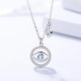Zircon Evil Eye Necklace Sterling Silver 925 Rhinestone Eye Choker