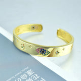 Evil Eye Cuff Bangle with CZ Charm - Party Wedding Jewelry
