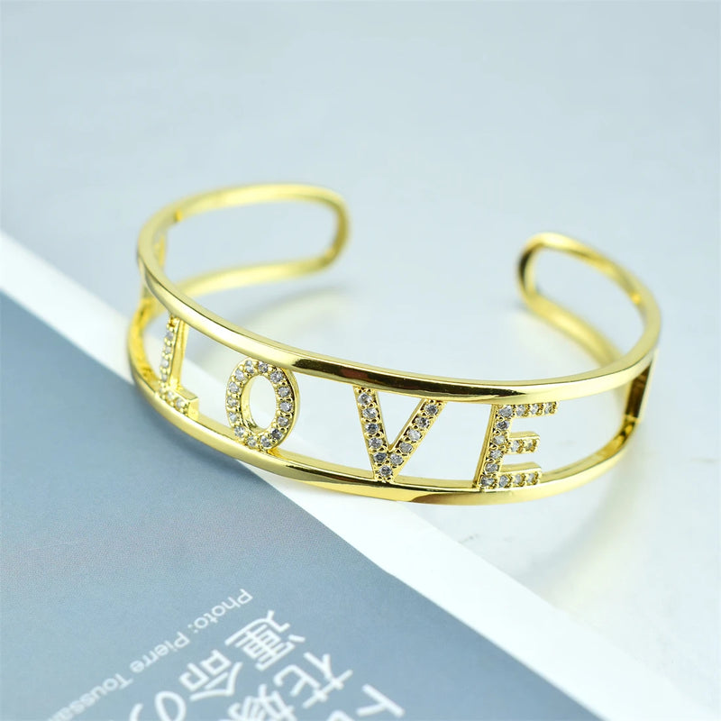 Evil Eye Cuff Bangle with CZ Charm - Party Wedding Jewelry