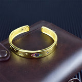Evil Eye Cuff Bangle with CZ Charm - Party Wedding Jewelry