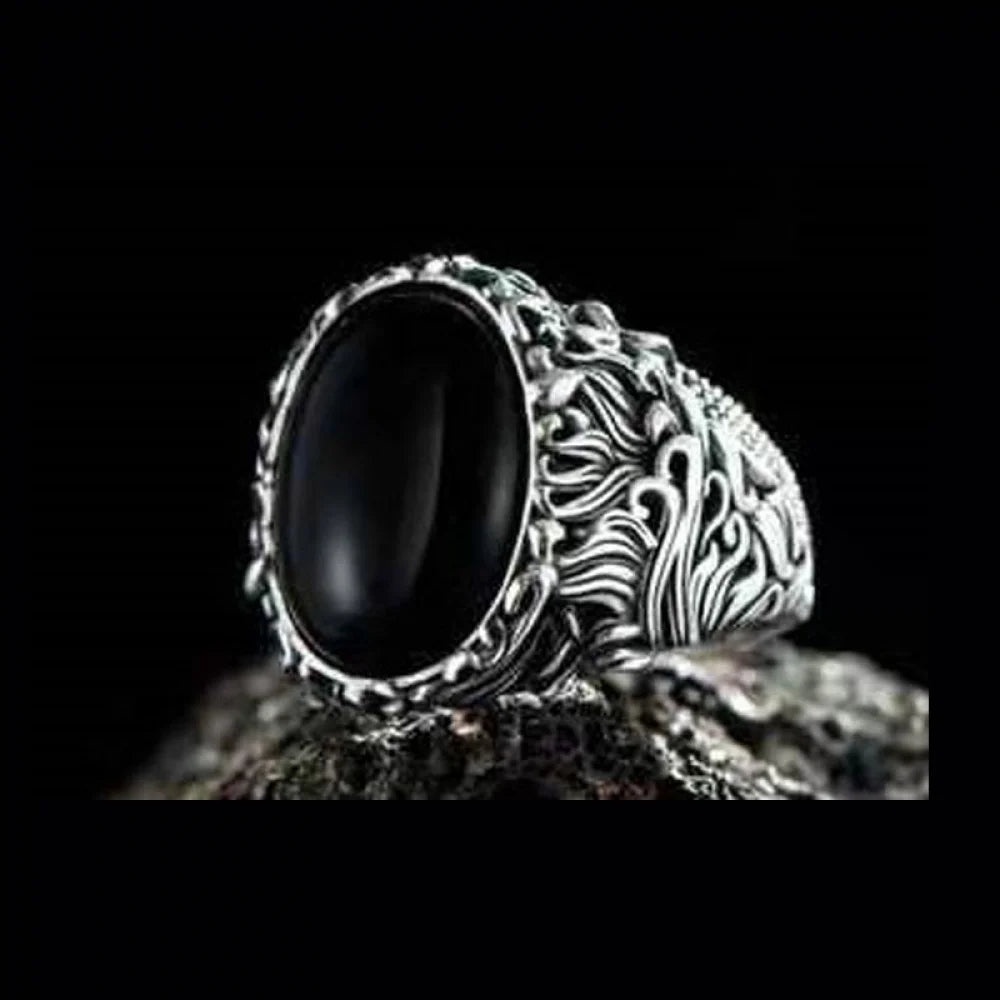Vintage Carved Zircon Stone Ring For Men Women Punk Jewelry