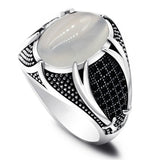 Vintage Carved Zircon Stone Ring For Men Women Punk Jewelry
