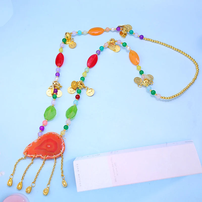 Long Chain Necklace Plated Jewelry Pendant Ottoman Totem Kurdish Wedding